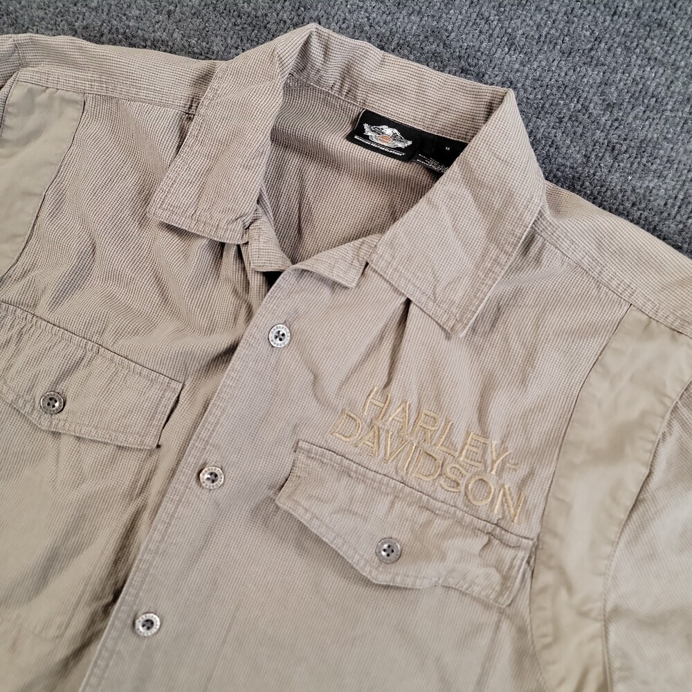 Men's Harley Davidson HD Shirt S/S Lt Gray Taupe Size Medium